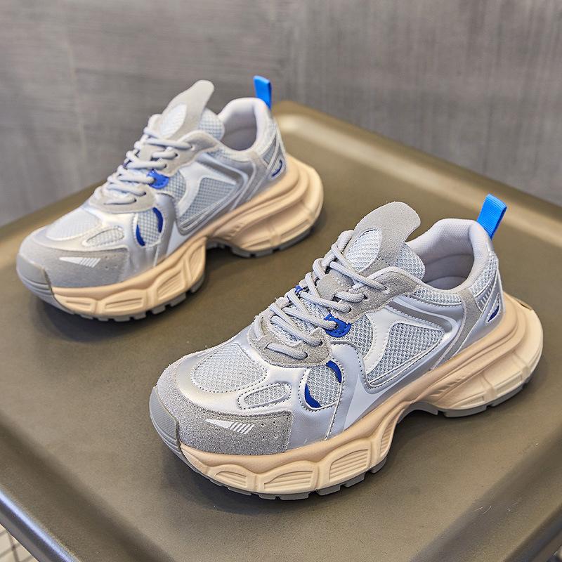 

Новая весенне-летняя обувь Женская модная обувь Кроссовки Плоская толстая подошва Сетка Белая обувь Бренд Женская обувь для увеличения роста 5 см 40 серый