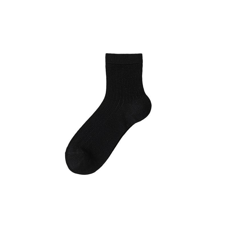 Men's Mulberry Silk Mid-calf Socks, Boneless Solid Color Casual Business Socks, Light and Breathable Mid-calf Socks for Spring and Summer