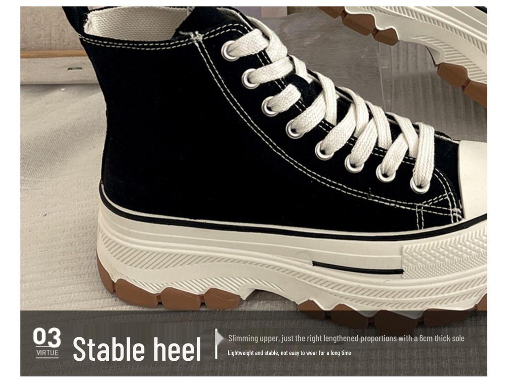Brandneue 2025 Damen High-Top Canvas Schuhe: Höhenvergrößernde, Dicksohlige, Vielseitige, Lässige Sport-Sneaker für Frühling/Sommer