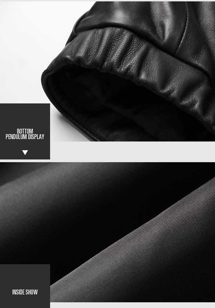 JINLUN Leather Single Genuine Lambskin Stand Men's Jacket, Rider, Leather, Black, Collar, Fall/Winter