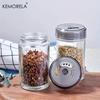 KEMORELA 360° Rotating Spice Bottle Set Glass Seasoning Storage Rack for Salt Sugar Pepper Kitchen Organizer