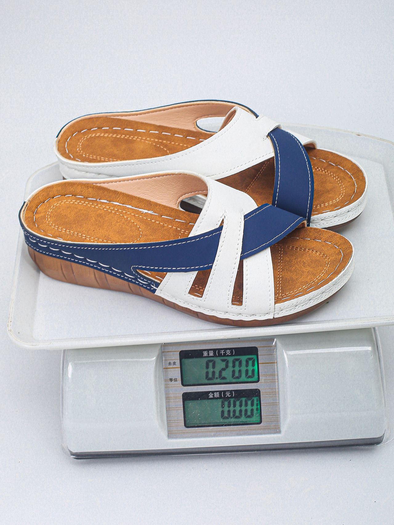 

2025 foreign trade new color matching fish mouth cross South East Asia women s thick bottom wedge slippers 43 синий