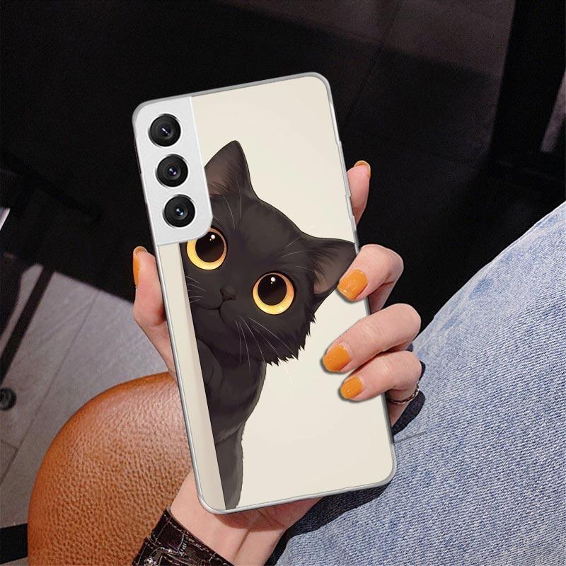 Cat Cute Kitten Cartoon Phone Case For Samsung Galaxy S24 S25 Edge S26 Ultra S23 S22 S21 Plus S20 FE + Personalized Print Cover