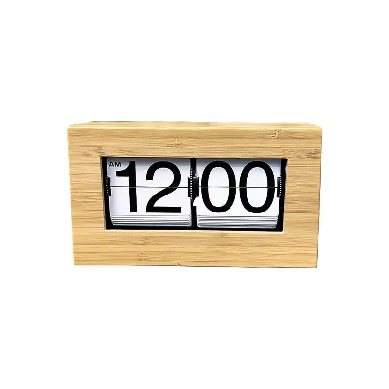 Retro Wooden Desk Clocks Mechanical Minimalist Silent Luxury Mini Flip Clock Aesthetic Nordic Wall Clock Design Unique Table Clocks Decoration