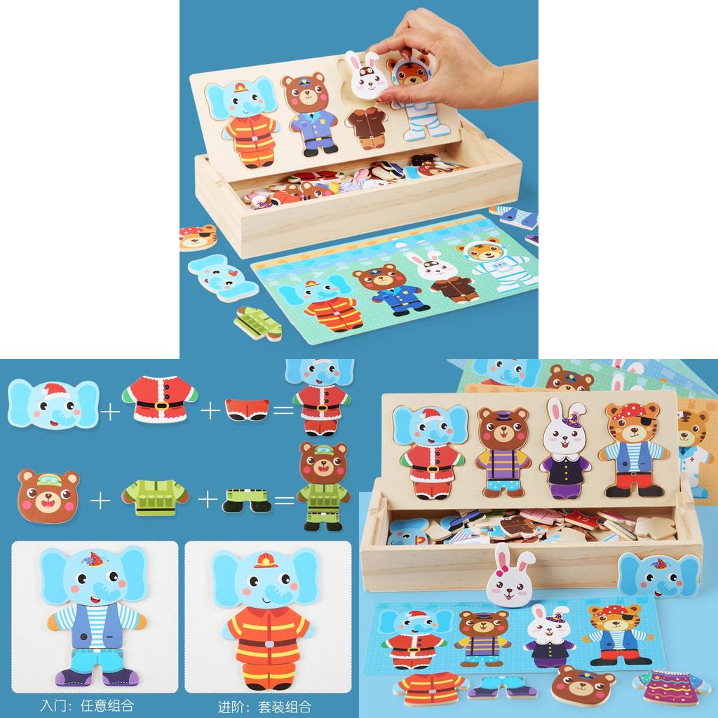 Wooden Animal Dress Up Puzzle For Kids With Diy Fun For Ages 3 To 6