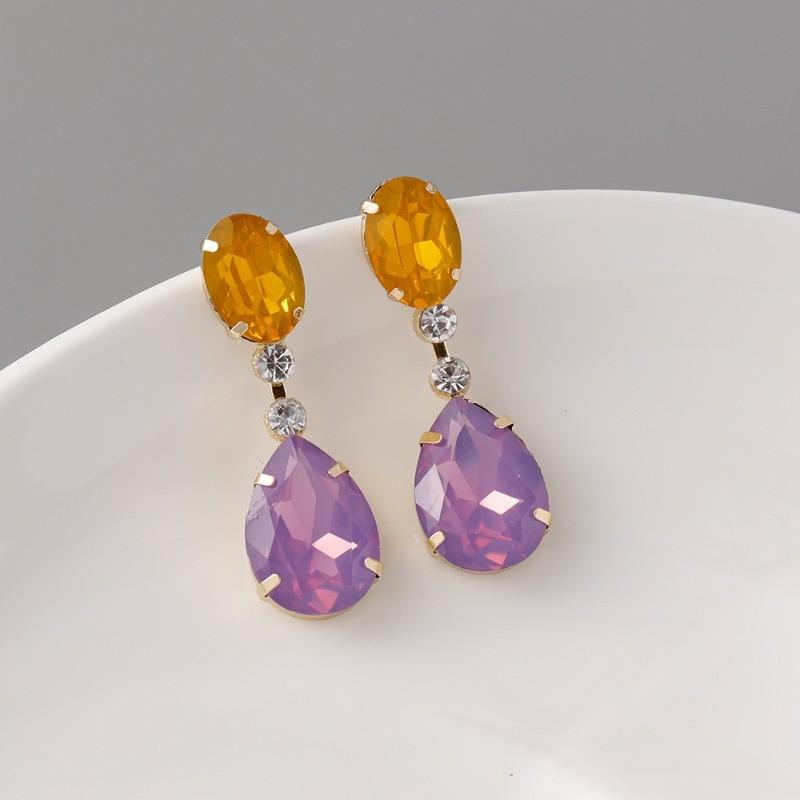 

Pinkdudu Стеклянные геометрические серьги-блоки с цирконом, модные серьги-подвески с градиентным цветом, женские украшения PD2358 фиолетовый