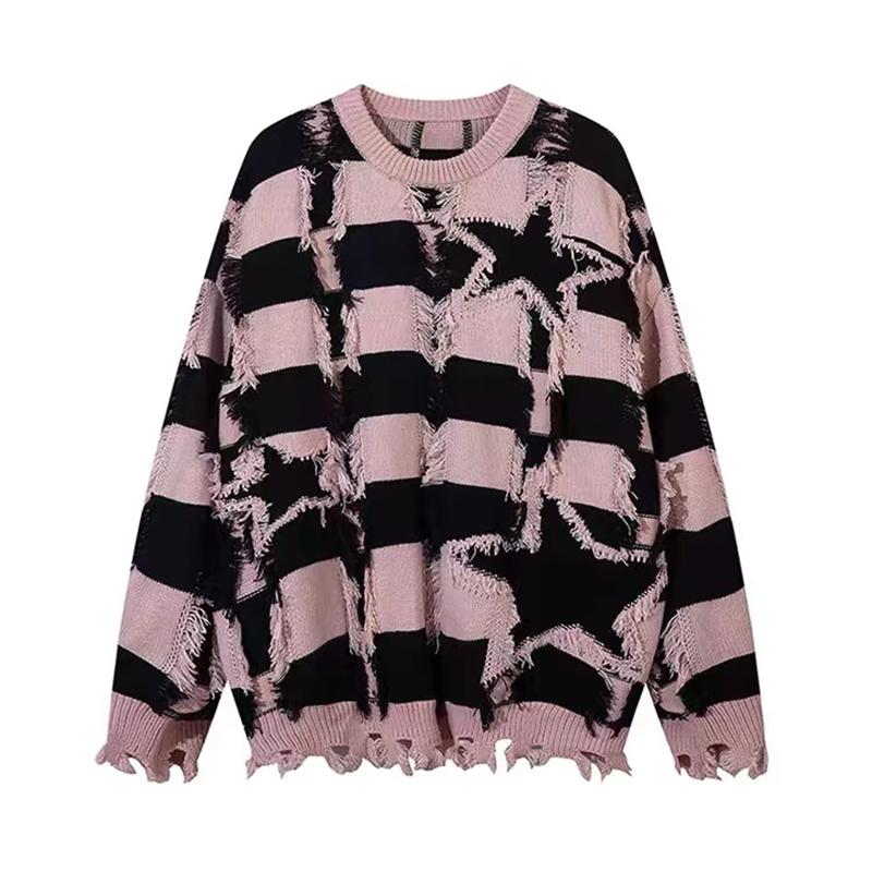 

2024 Осень и зима Новый кардиган свитер ретро повседневный ленивый стиль вязаный свитер мужской однотонный пиджак 3XL розовый