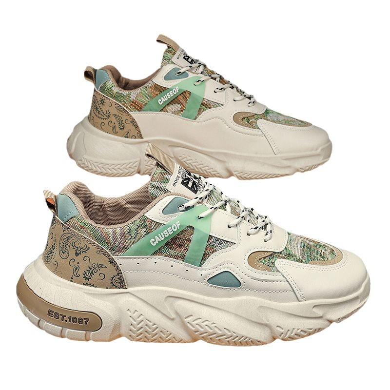 Spring and Autumn Men's Shoes New Breathable Shoes Men's Sports Shoes Korean Style Versatile Little White Thick-soled Casual Daddy Shoes