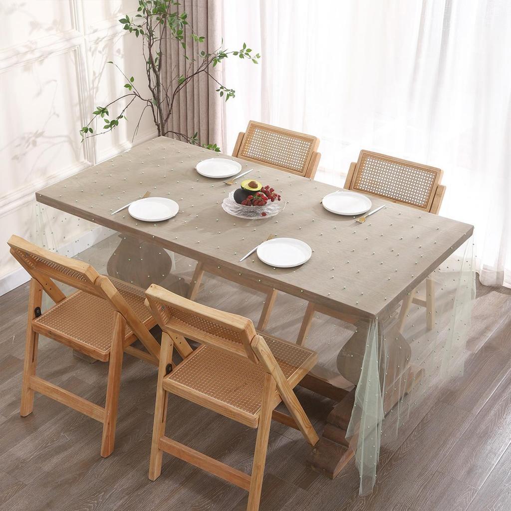 Elegant Pearls Decorated Tablecloth In Various Sizes Breathable Organza Materials For Banquets Event And Home Setting