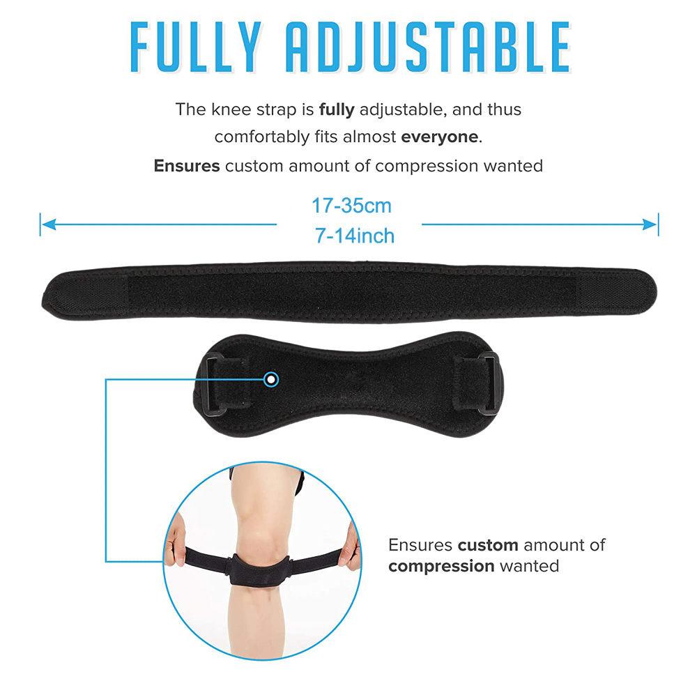 1Pair Patella Knee Strap, Adjustable Knee Brace Patellar Tendon Stabilizer Support Band for Knee Pain Relief