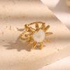 European Gold Sun Geometric Ring for Women - Stainless Steel, Irregular Design
