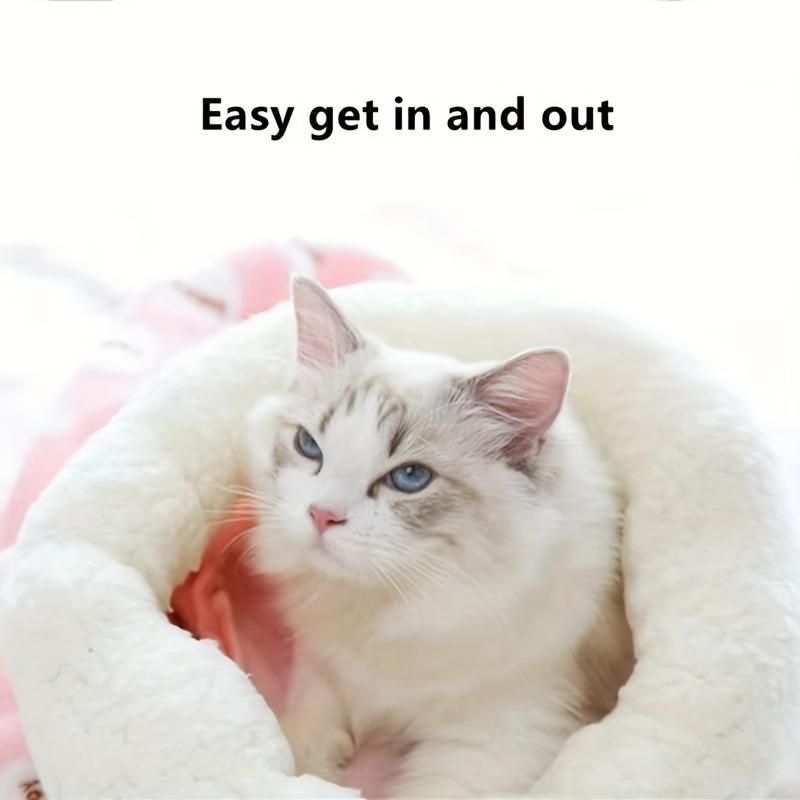 1pc Cozy Polyester Cat Sleeping Bag with Filling-Comfortable Tunnel Cat Bed Nest for Cats 5.51-15.43LB, Easy Entry Pet House