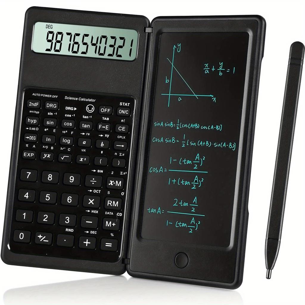 Scientific Calculators10-Digit LCD Display Foldable Calculator With Handwriting Board, Dual Battery Powered forTeacher, Engineer
