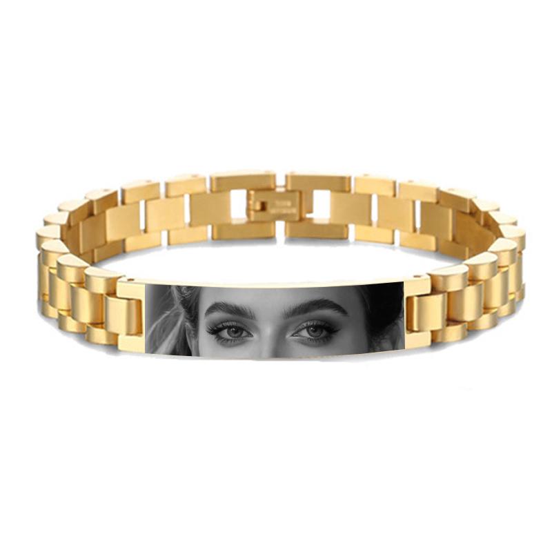 Individuelles Augen Foto Armband Personalisierte Augen Bild Armbänder Graviertes Auge des Liebhabers Edelstahl Valentinstags Schmuck Geschenk