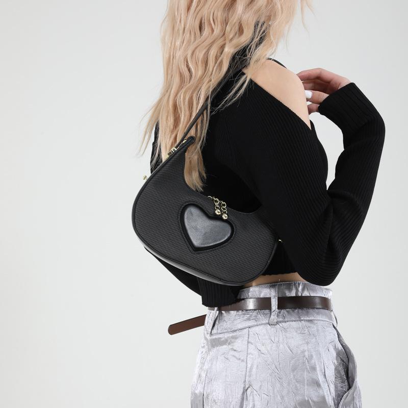 Fashion single shoulder armpit bag 2025 new Korean version portable single shoulder dumpling bag solid color simple love women's bag