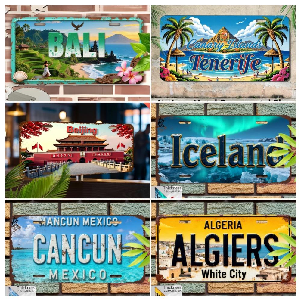 Stück Retro Tenerife Metallschild Spanische Kanarische Inseln Wandkunst Eisen Küstenlinie Dekoration für Zuhause Bar