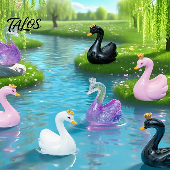 Car Console Ornament 24 Pcs Mini Swan Figurine Miniature Resin Animal Ornaments Potted Plant Decoration for Fairy Garden Moss Landscape DIY Terrarium