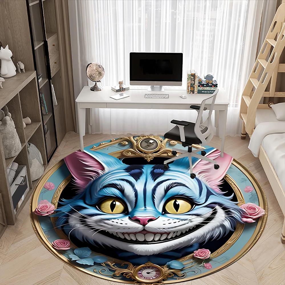 1pc Cat Wonderland Office Round Area Rug, Indoor Mat Suitable For Office, Under Office Chairs Bedroom Living Room Home Decor, Room Deco