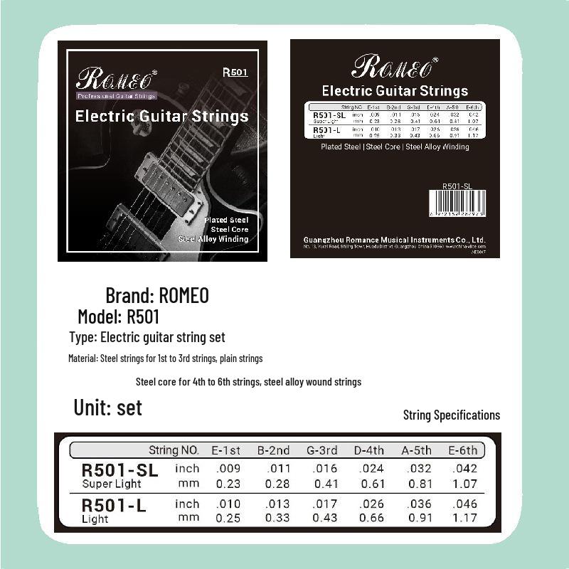 Alice R501 Electric Guitar String Set - Steel Romeo Strings for 1st To 6th Strings
