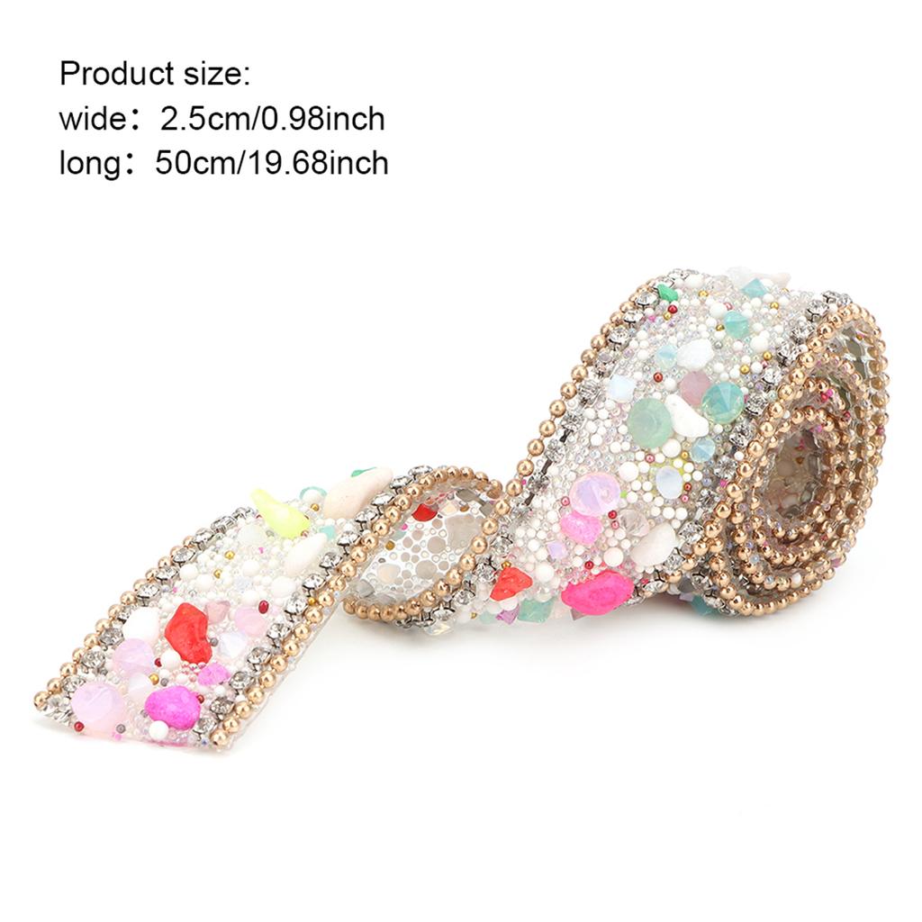 2.5cm Mesh Wrap Roll Rhinestones Chain Trim Ribbon Decoration (#01)