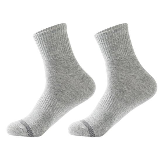 1 Pair Men Cotton Socks Mid-tube No Odor Striped Solid Color High Elasticity Anti-slip Breathable Soft Sweat-absorption Anti-shrink Sports Socks