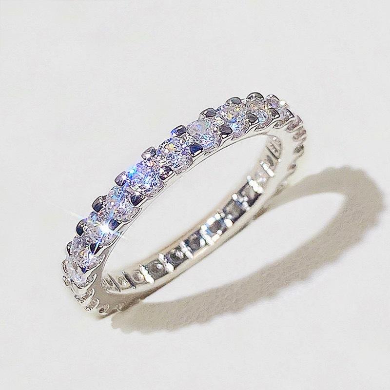 2026 Gypsy Women s Ring, Single Row Full of Diamonds Diamond Ring, Light Luxury Fashion Row Ring 5 платиновый
