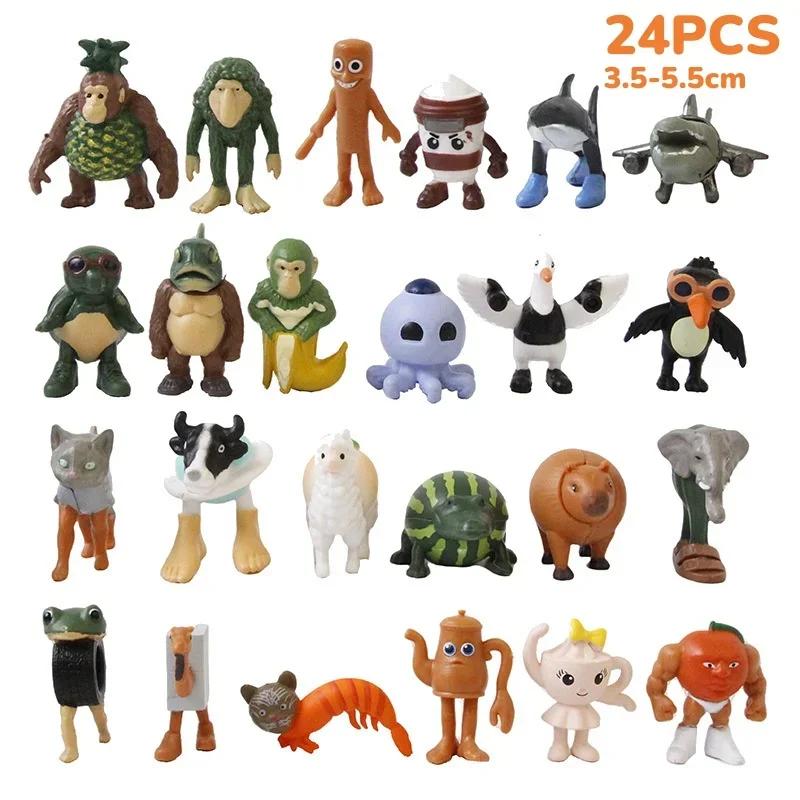 24 Stück Tung Tung Sahur Figuren Puppe Bombardino Krokodil Schimpansini Bananini Modell Spielzeug Geschenk**