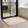 Absorbent Bathroom Rug Soft Bath Mat with Anti-Slip Bottom Plush Wavy Texture Rug for Bathroom Shower Floor Kitchen