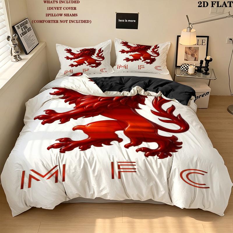 Middlesbrough Fc Pattern Bedding uilt Set uilt Cover Pillowcase Home Decoration Birthday Gift (1 * duvet cover + 2 * pillowcase without core)