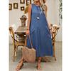 Spring Summer Women's Loose Round Neck Sleeveless Pocket Maxi Dress Casual Pullover Long Dress for Women