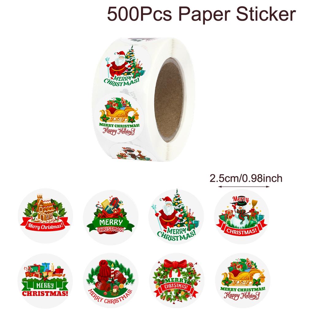 500pcs Merry Christmas Stickers Round Stickers Christmas Tag for Envelope Sealing Gift Decor Shop Product Packaging Stickers