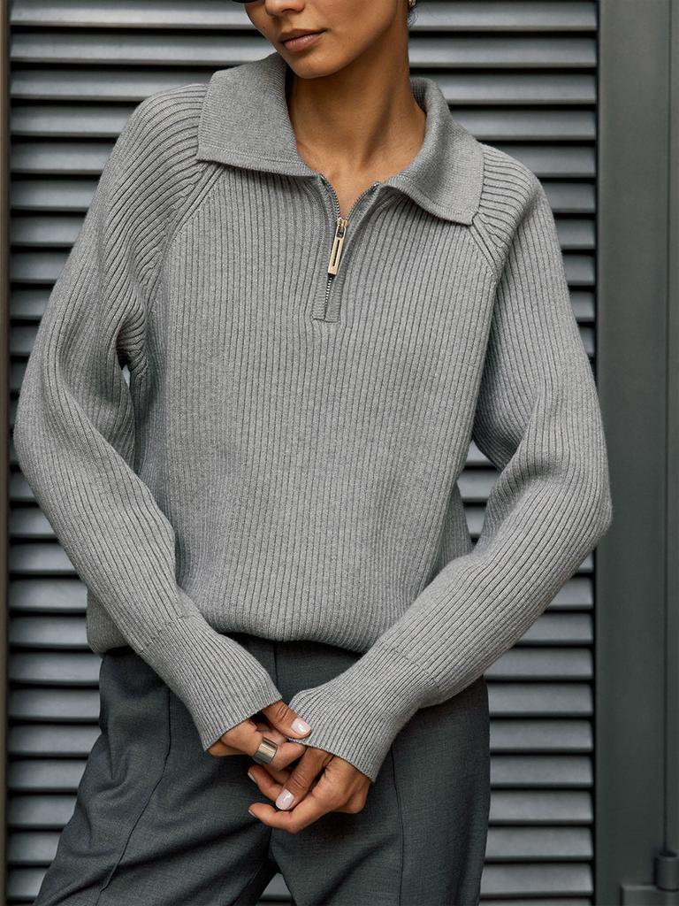 2026 Fall Winter New Polo Collar Knit Sweater Women Casual Pullover Top