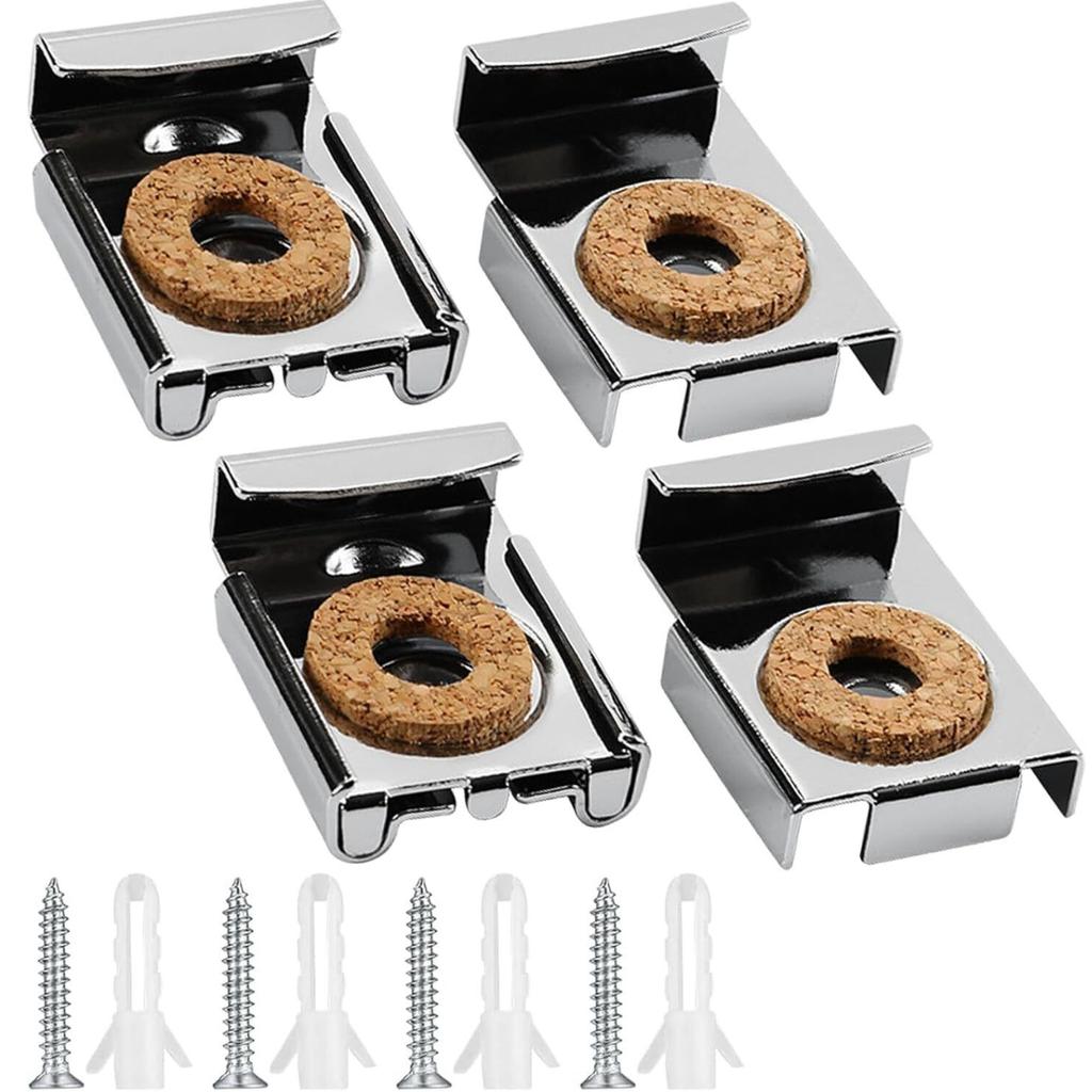 4 Pcs Mirror Bracket, Square Mirror Bracket, Frameless Glass Wall Mount