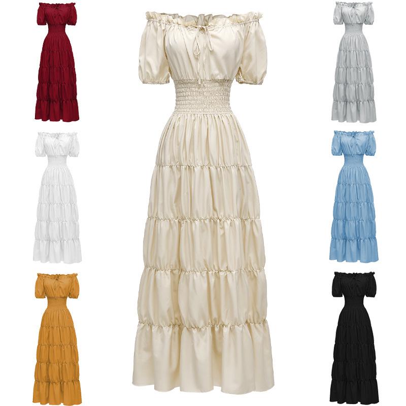 Medieval Renaissance Women's Long Dress for Halloween Role Play Costume Q324