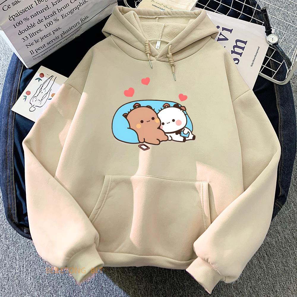 Panda Bear Bubu Dudu Love Heart Sweatshirts Winter Fleece Long Sleeve Hoodies Streetwear Kawaii Women/Men Hooded Pullovers Cute