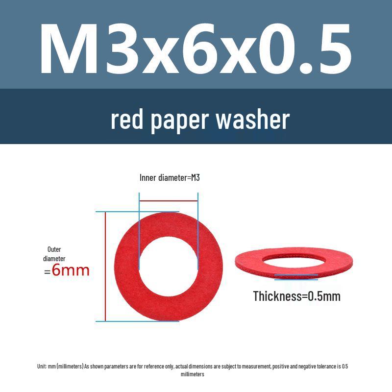 Yigu Red Mica Paper Washer Gasket M2-M20 Flat Washer