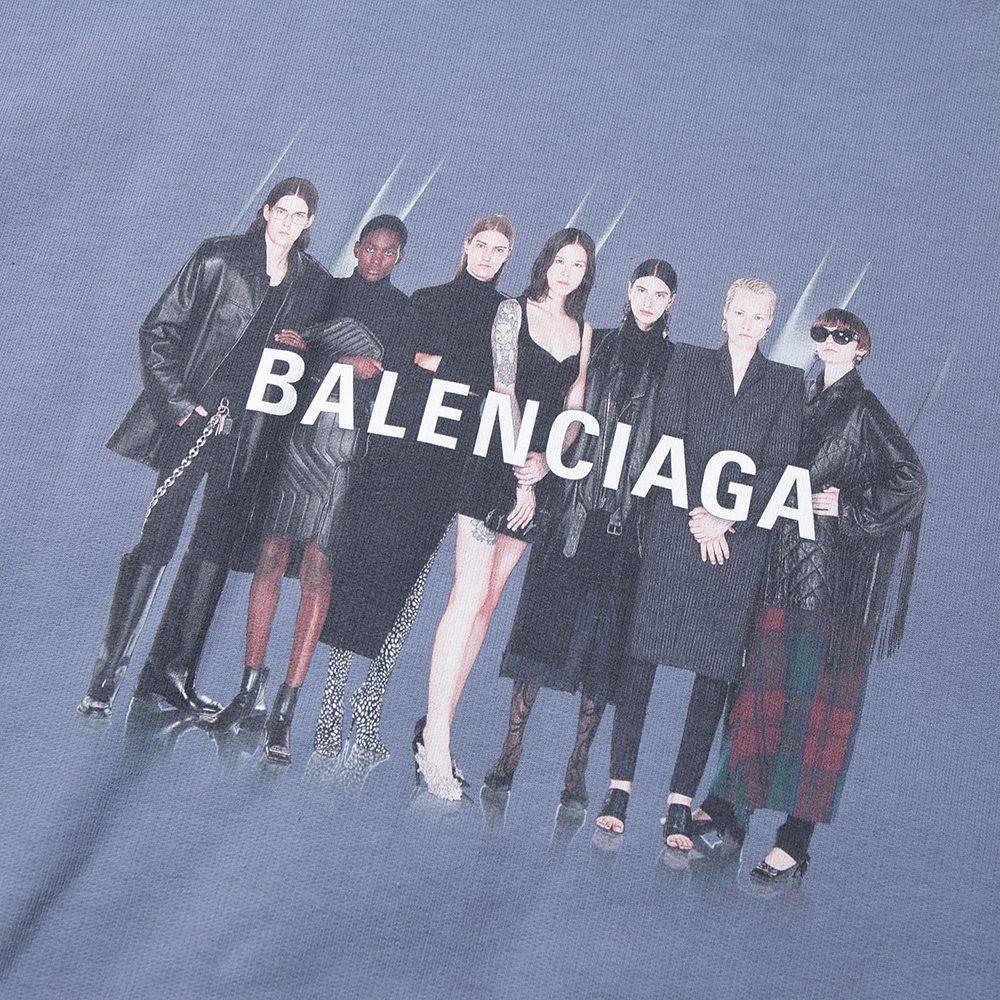 Balenciaga Sweatshirt Loose Fit Unisex Gray Blue 620973TIV481404