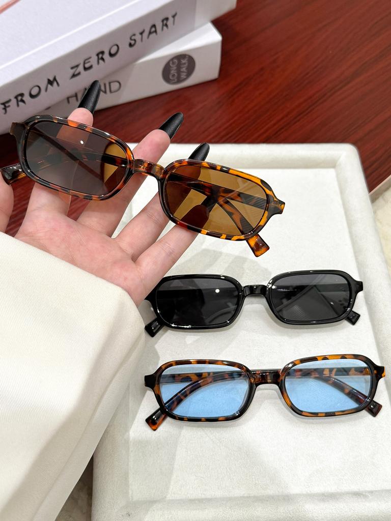 3Pcs Fashionable Mixed Glasses Set, Oval-Shaped Glasses, Chic Black, Tortoiseshell Glasses, Suitable for Daily Wear