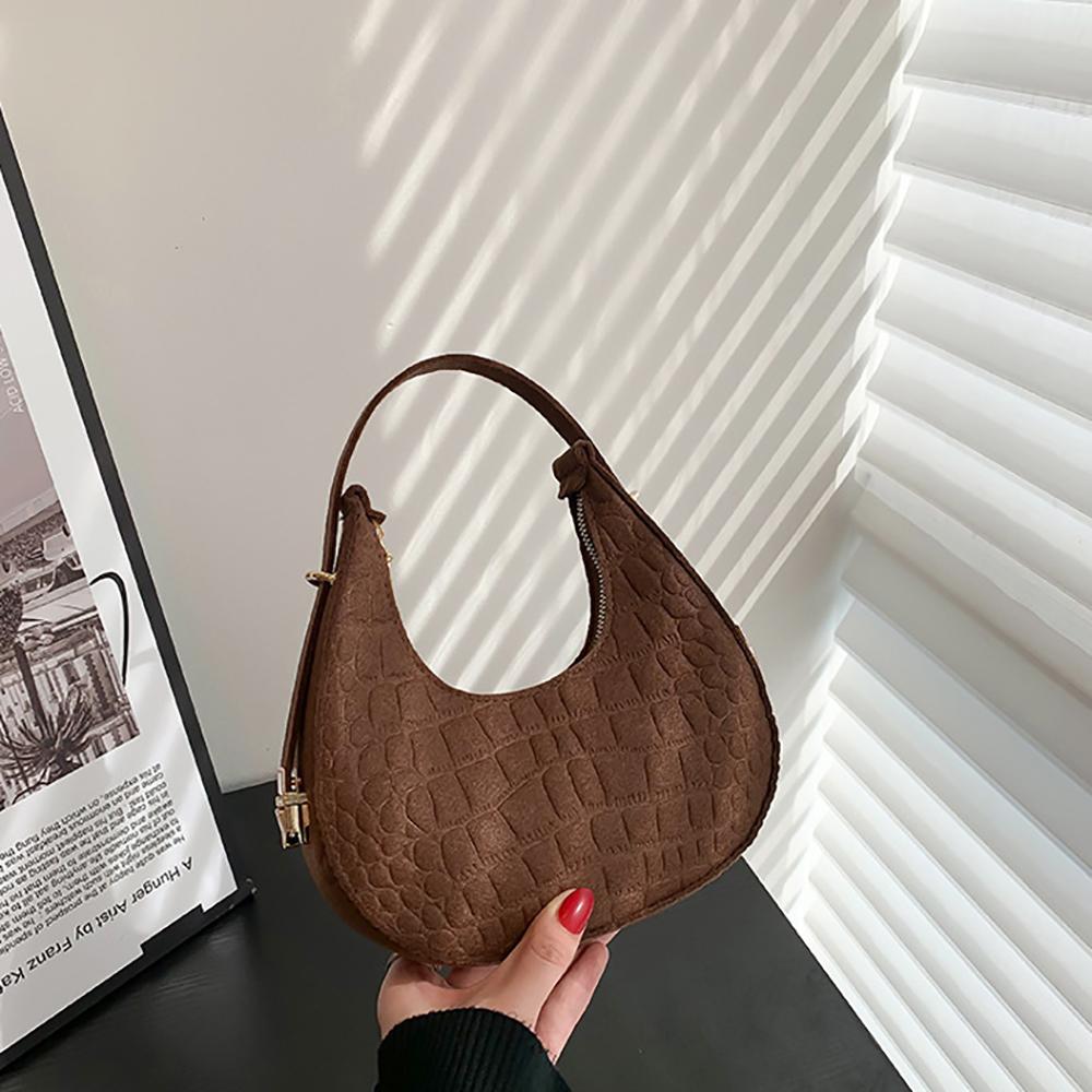 Fashi Felt Cloth Pattern Shoulder Bags For Women Small Handle Underarm Bag Clutch Luxury Solid Color Female Handbag With Purse
