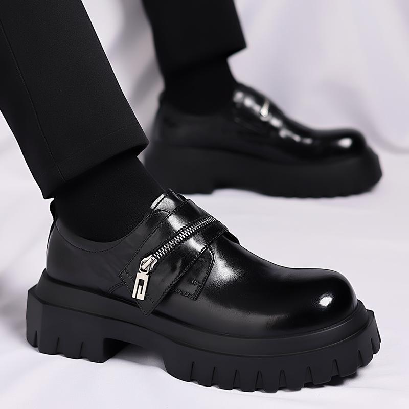 Derby men's leather shoes Thick bottomed British style design Leisure Party Business Office Luxury adult shoes Brown and Black