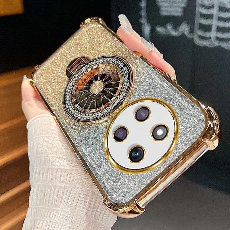 Etui Magic7lite Gradientowe Platerowanie Obrotowy Uchwyt Żyroskopowy Dla Huawei Honor Magic 7 6 5 Magic7 Lite X9c Wstrząsoodporne Silikonowe Etui ze Stojakiem