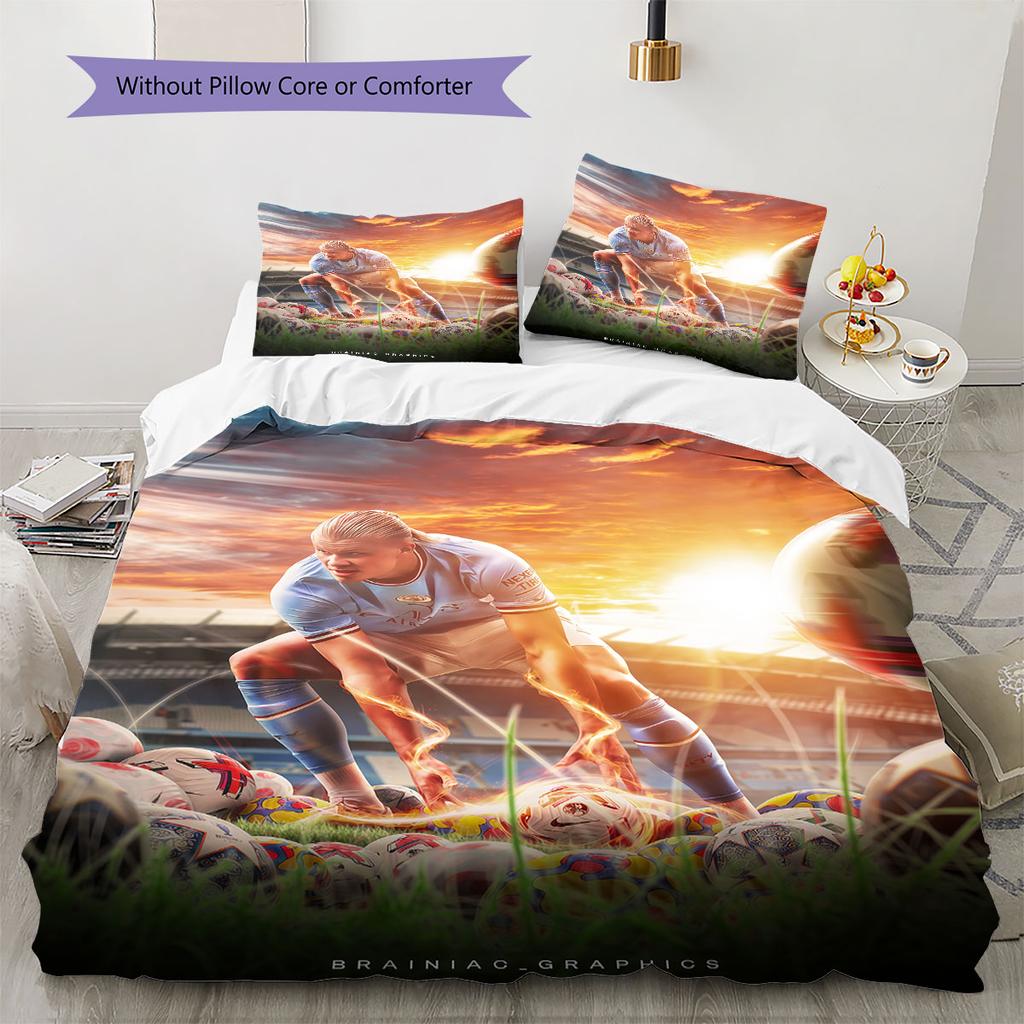 Erling Haaland Force Bedding Quilt Set Quilt Cover Pillowcase Home Decoration Birthday Gift (1 * Duvet Cover + 2 * Pillowcase, Without Core)