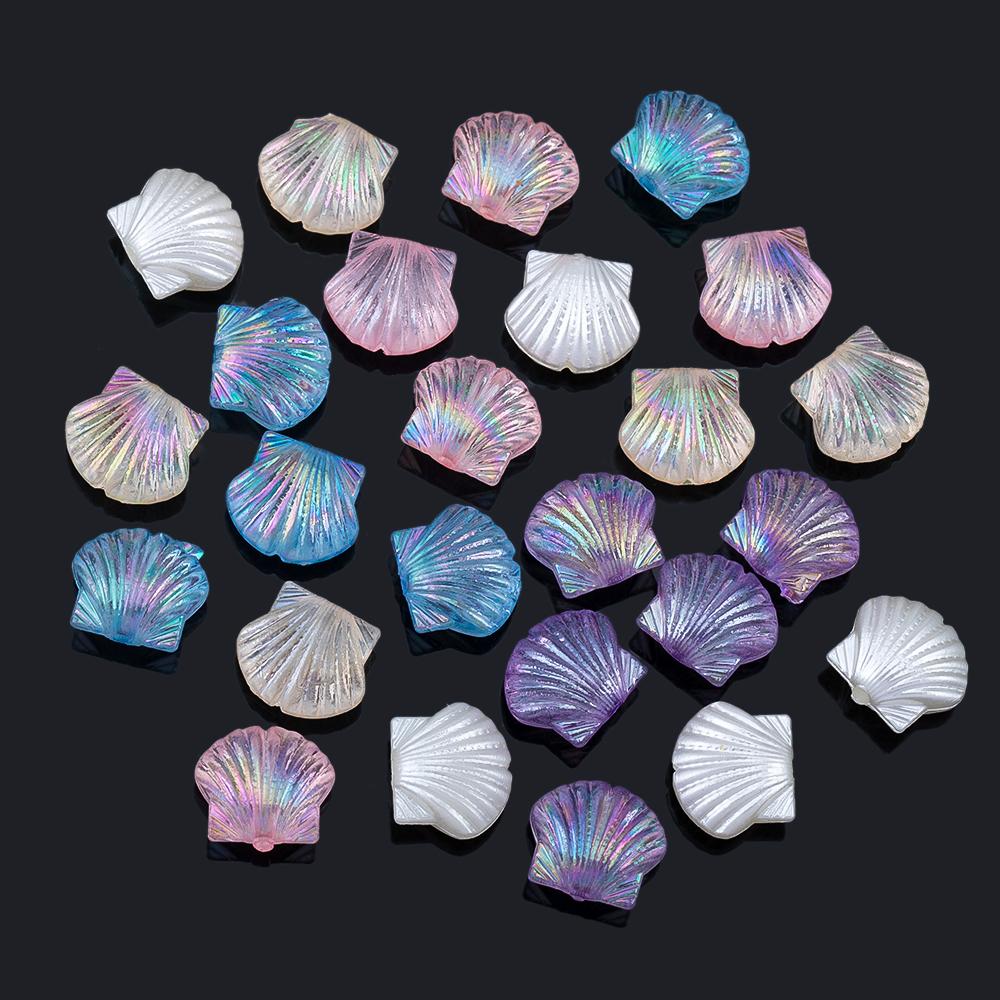 10pcs 20pcs Colorful Resin Shell Beads Jewelry Making Plastic Ocean Loose Spacer Bead DIY Holiday Bracelet Necklace Accessories