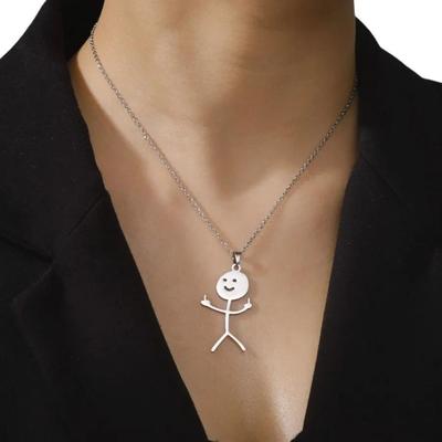 Personalisierte Cartoon Stickman süße Männer und Frauen Paar süße trendige Edelstahl Halskette