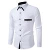 Neue Mode Herren Colorblocking Business Slim Casual Hemd Kontrast Langarmhemd