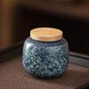 Creative Hand-painted Flower Ceramic Tea Jar with Bamboo Lid Sealed Storage Jar Portable Travel Tea Canister Home Decoration