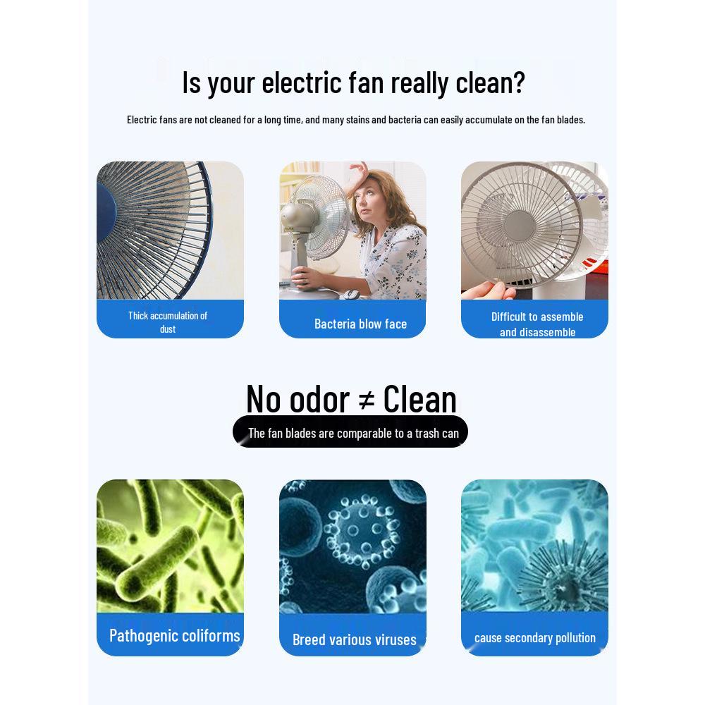 Electric Fan Dust Removal and Cleaning Brush - No Disassembly Needed