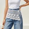 Vintage Crochet Flower Butt Curtain Embroidered Waistband Shoulders Fake Collar  Women