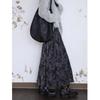 French Retro Pleated Velvet A-Line High Waist Skirt for Women - Spring/Autumn