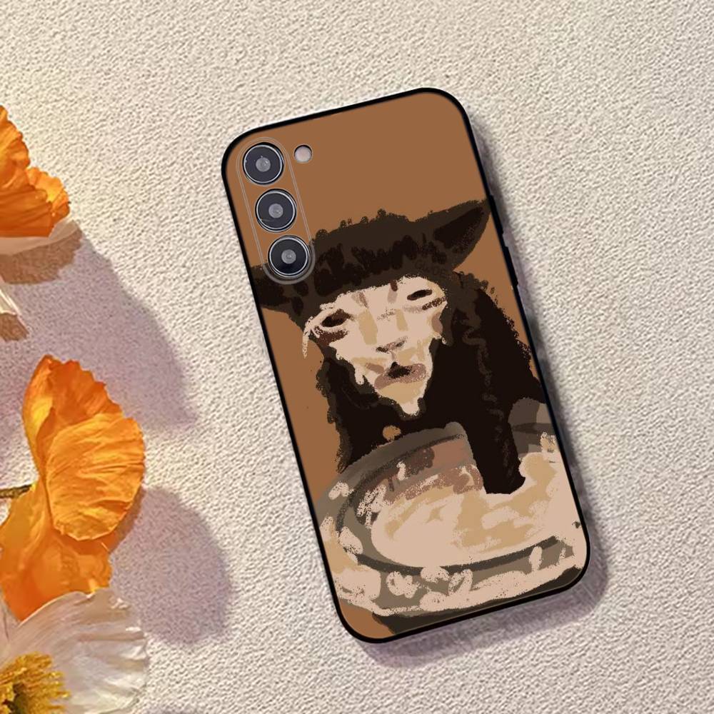 Mèmes de Chat F-Drôle Mignon Coque de Téléphone Pour Samsung Galaxy A73,A72,A71,A70,A53,A52,A51,Housse Noire en Silicone Souple